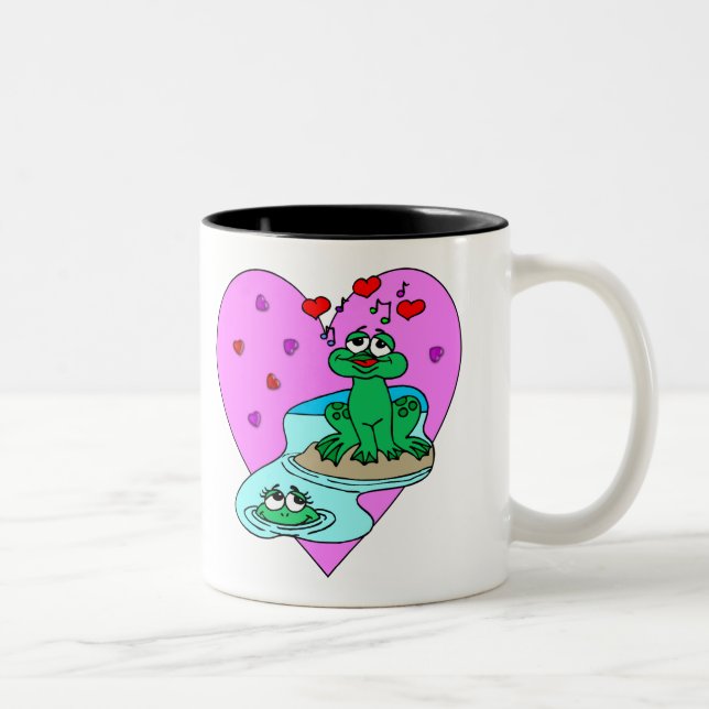 Frösche in der Liebe Zweifarbige Tasse (Rechts)