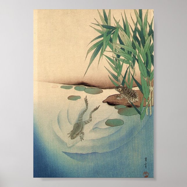 Frösche in einem Teich, japanische Kunst um das 18 Poster (Vorne)