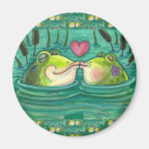 FRÖSCHE KÜSSEN BUNTE & SÜßE TEICHROMANZE, LUSTIG MAGNET