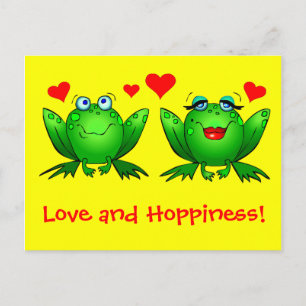 Frösche Liebe und Fröhlichkeit Gelb Postkarte