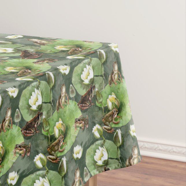 Frösche, Lilien, grün und weiß Tischdecke (Beispiel)