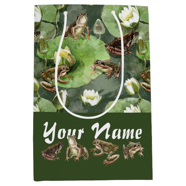 Frösche-Lilienmuster Mittlere Geschenktüte (Vorderseite)