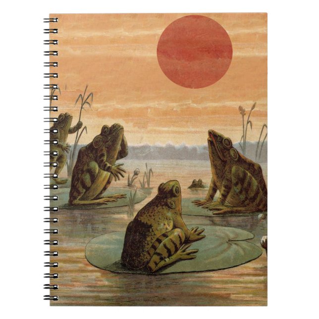 Frösche Lily Pads Moon Illustration Notizblock (Vorderseite)