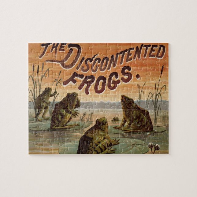 Frösche Lily Pads Moon Illustration Puzzle (Horizontal)