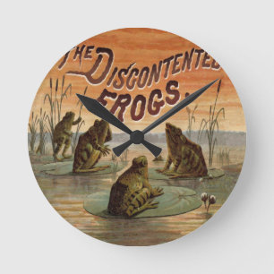 Frösche Lily Pads Moon Illustration Runde Wanduhr