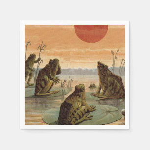 Frösche Lily Pads Moon Illustration Serviette