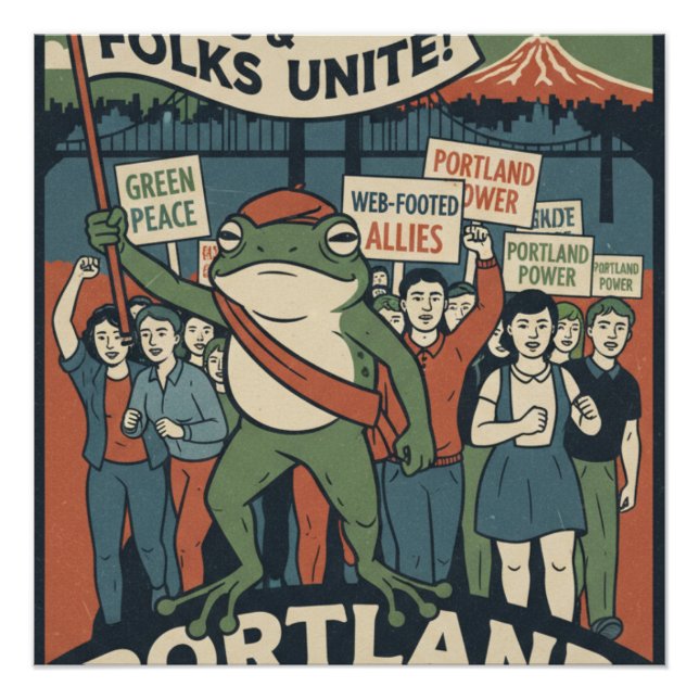 Frösche & Menschen vereint – Portland Solidaritäts Poster (Vorderseite)