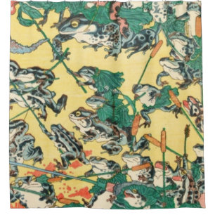 Frösche-Schlacht von Kawanabe Kyosai Duschvorhang