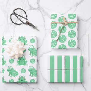 Frösche Seerosenblätter Geschenkpapier Set von 3