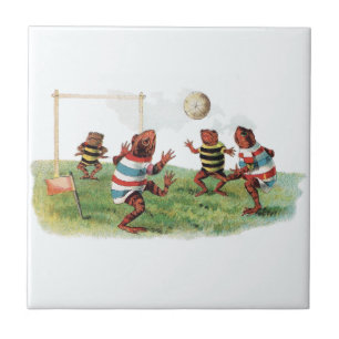 Frösche spielen Fußball Fliese