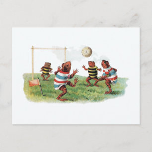 Frösche spielen Fußball Postkarte