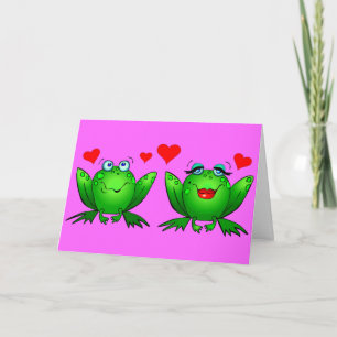 Frösche Süß Glücklich Hoppelig Valentinstag Herzen Feiertagskarte