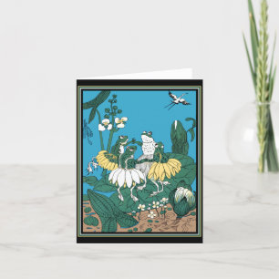 Frösche tanzen auf einer Lilypad Dankeskarte