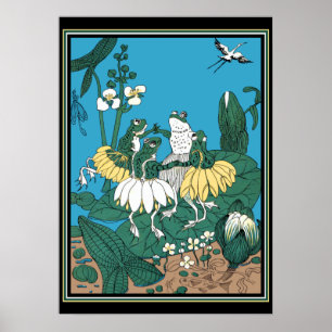 Frösche tanzen auf einer Lilypad Poster