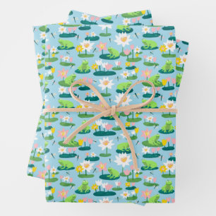 Frösche und Lilienpolster Niedlich BABY SHOWER Geb Geschenkpapier Set