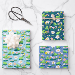 Frösche und Lilienpolster Niedlich BABY SHOWER Geb Geschenkpapier Set