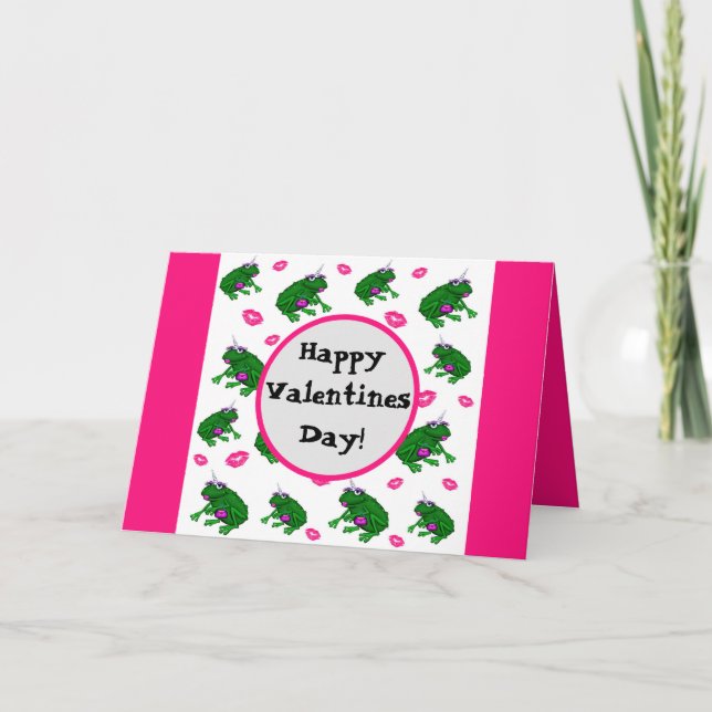 Frösche und Lipstick Kisses Personalisierte Valent Karte (Vorderseite)