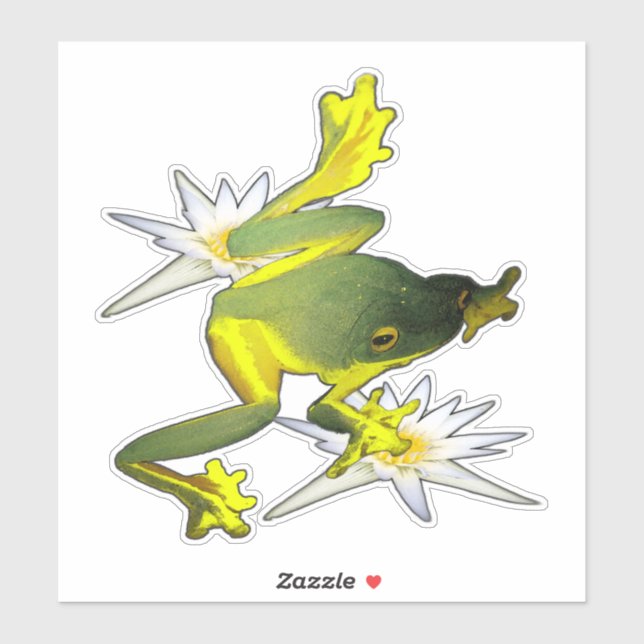 Frösche und Lotus-Blume OIl-Farbe, Aufkleber (Blatt)