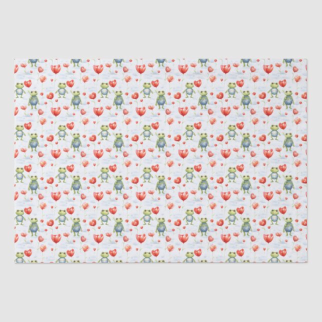 Frösche und rote Blumen Seidenpapier (Vorderseite)