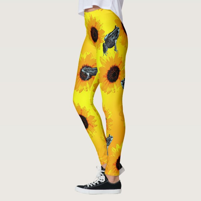 Frösche und Sonnenblumen, Damen Leggings (Links)