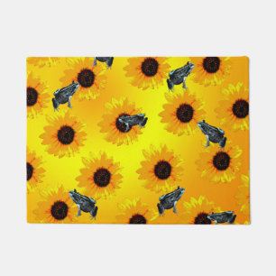 "Frösche und Sonnenblumen: Ein spielerisches Natur Fußmatte