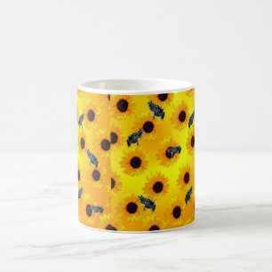 "Frösche und Sonnenblumen: Ein spielerisches Natur Kaffeetasse