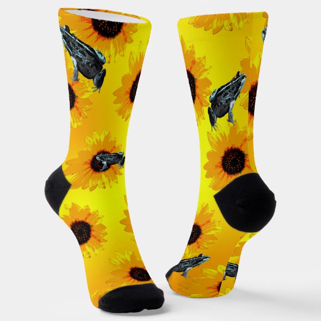 "Frösche und Sonnenblumen: Ein spielerisches Natur Socken (Gewinkelt)