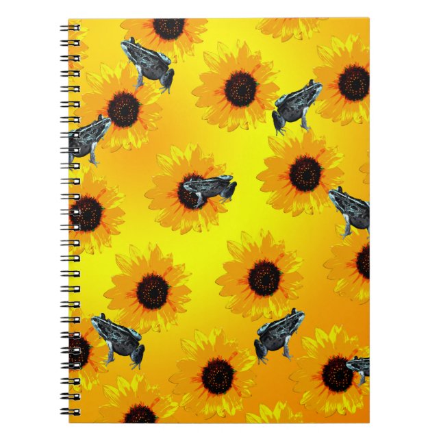 Frösche und Sonnenblumen, Notebook Notizblock (Vorderseite)