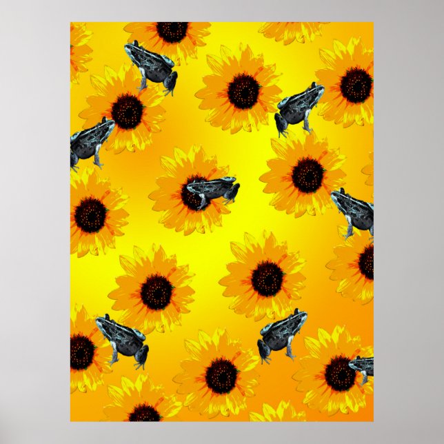 Frösche und Sonnenblumen, Poster (Vorne)