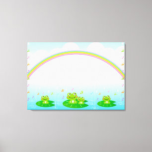 Frösche unter dem Regenbogen Leinwanddruck