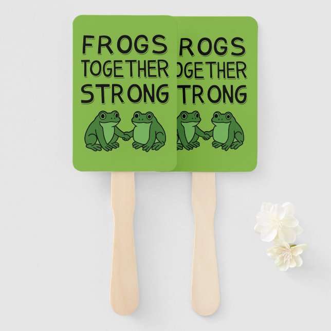 Frösche Zusammen Stark Portland Frosch Protest Fächer (Vorne und Hinten)