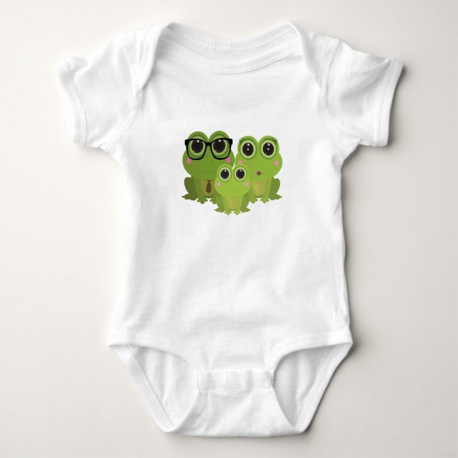 Froschfamilie Baby Strampler (Vorderseite)