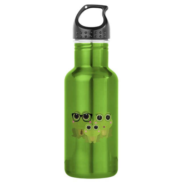 Froschfamilie Edelstahlflasche (Vorderseite)