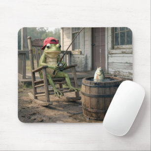 Froschfischen in einem Whiskeyfass Mousepad