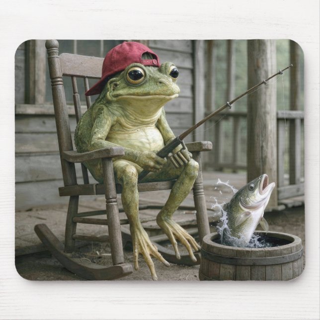 Froschfischen in einem Whiskyfass Mousepad (Vorne)