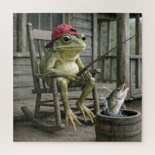 Froschfischen in einem Whiskyfass Puzzle