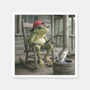 Froschfischen in einem Whiskyfass Serviette
