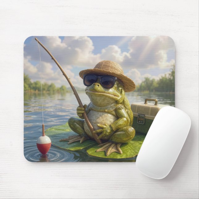 Froschfischen von einem Seerosenblatt Mousepad (Mit Mouse)