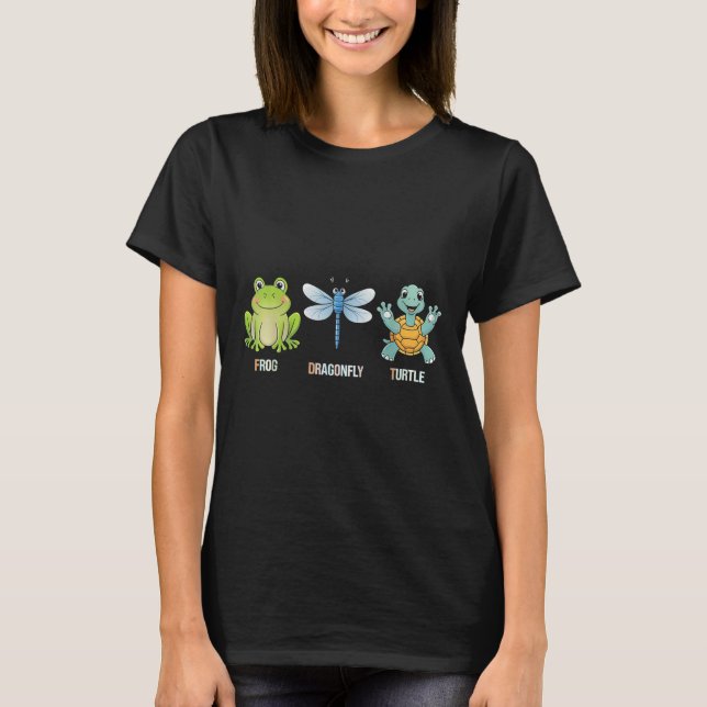 Froschfliege Schildkröte Funny Cut Tier T-Shirt (Vorderseite)