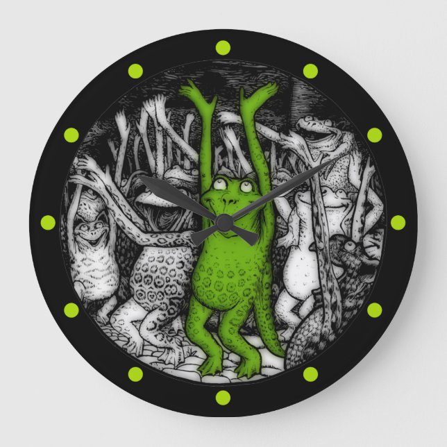 Froschfrosche Große Wanduhr (Vorderseite)