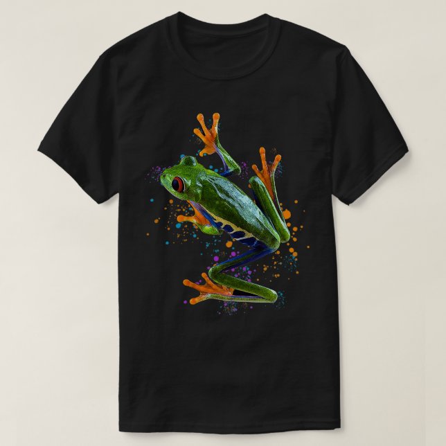 Froschfrösche mit Mit Augen Roter Baum Froschfräse T-Shirt (Design vorne)