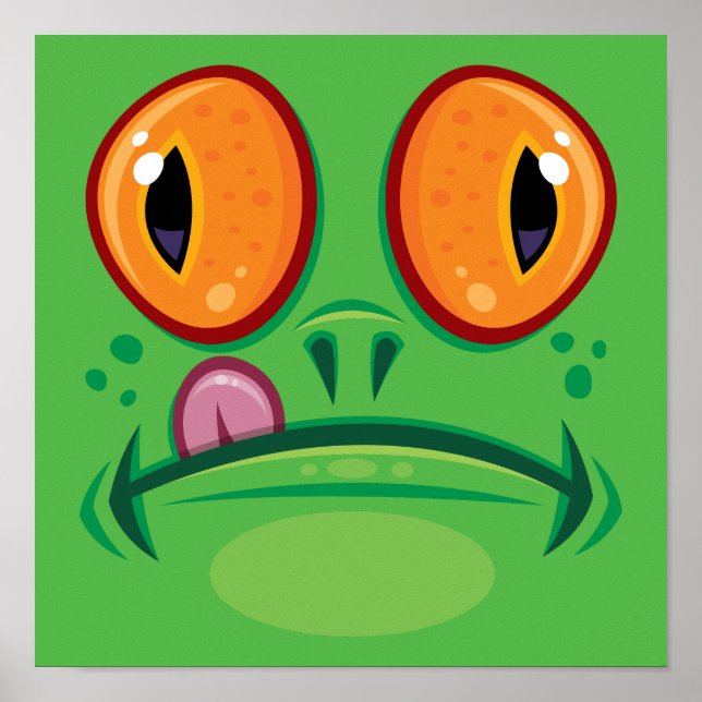 Froschgesicht mit Zunge-Cartoon Poster (Vorne)