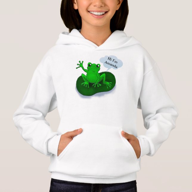 Froschillustrations-Cartoon auf einem Blatt Hoodie (Vorderseite)