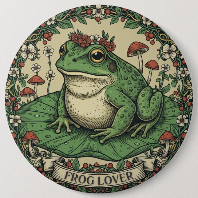 Froschliebhaber Cottagecore Button (Vorderseite)