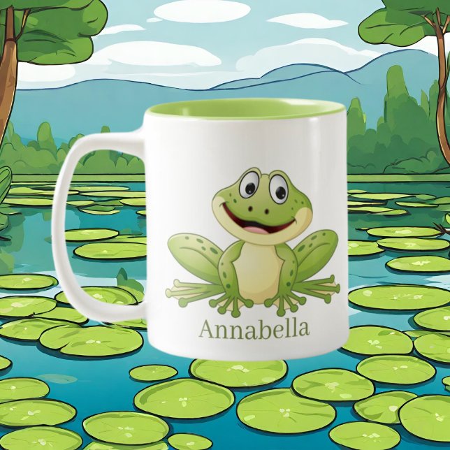 Froschliebhaber mit niedlichem Namen Zweifarbige Tasse (Von Creator hochgeladen)