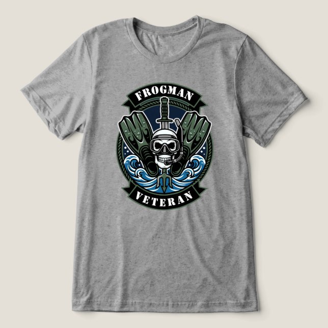 Froschmann-Veteran-Kampftaucher-Emblem Tri-Blend Shirt (Design Vorderseite)