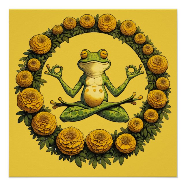 Froschmeditation Frogy Yoga Marigolds Poster (Vorderseite)