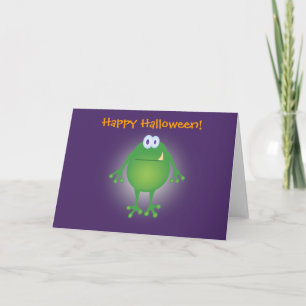Froschmonster mit Hintergrund, Happy Halloween! Karte