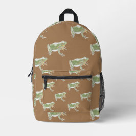 Froschmuster aus braunem Sage Bedruckter Rucksack