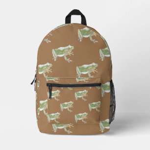 Froschmuster aus braunem Sage Bedruckter Rucksack
